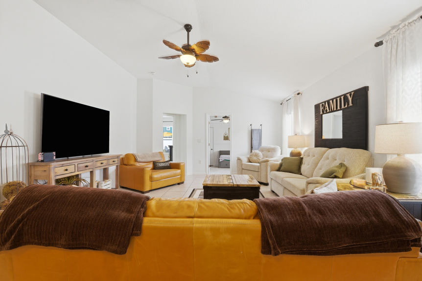 Spacious Living Room with Tile Floors | 52 Newland Court St. Augustine