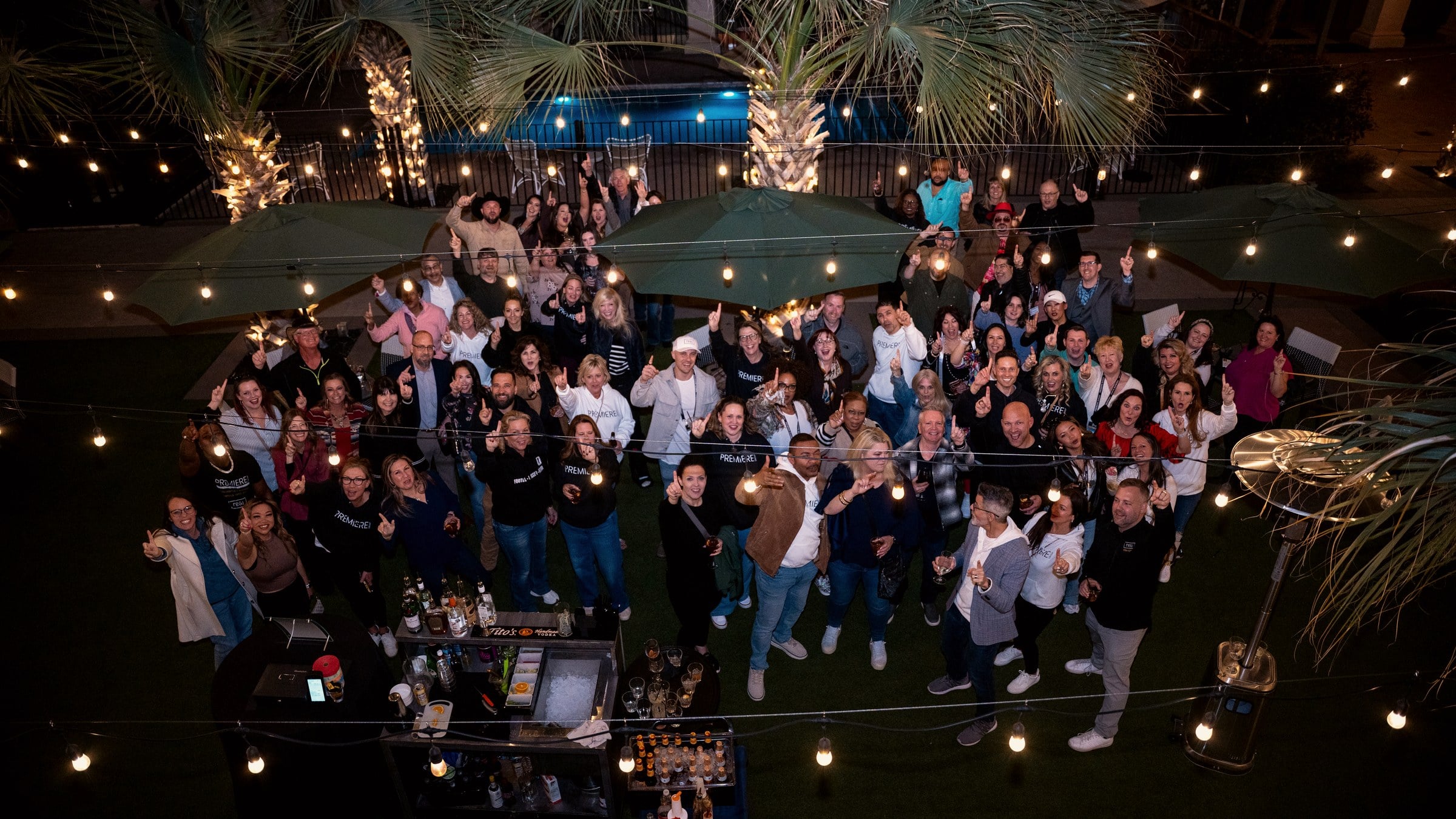 PREMIERE Summit aerial night celebration