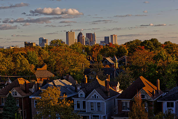 Looking south at Columbus, Ohio in the distance