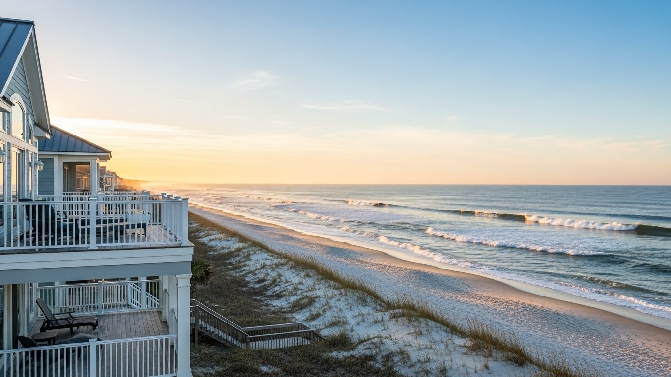 Oceanfront homes in Carolina Beach showcasing prime waterfront property locations
