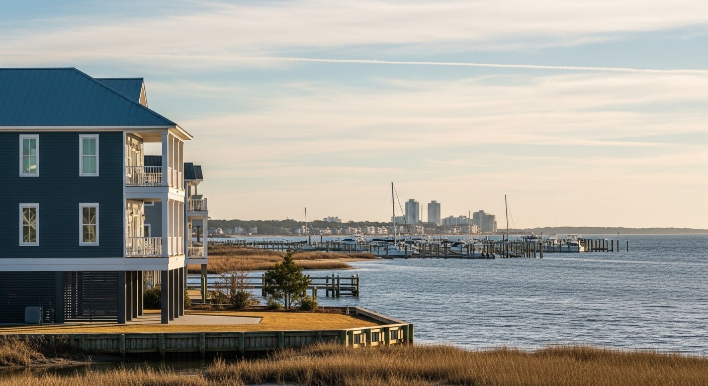 Coastal North Carolina waterfront investment property with marina access, ideal for real estate investors