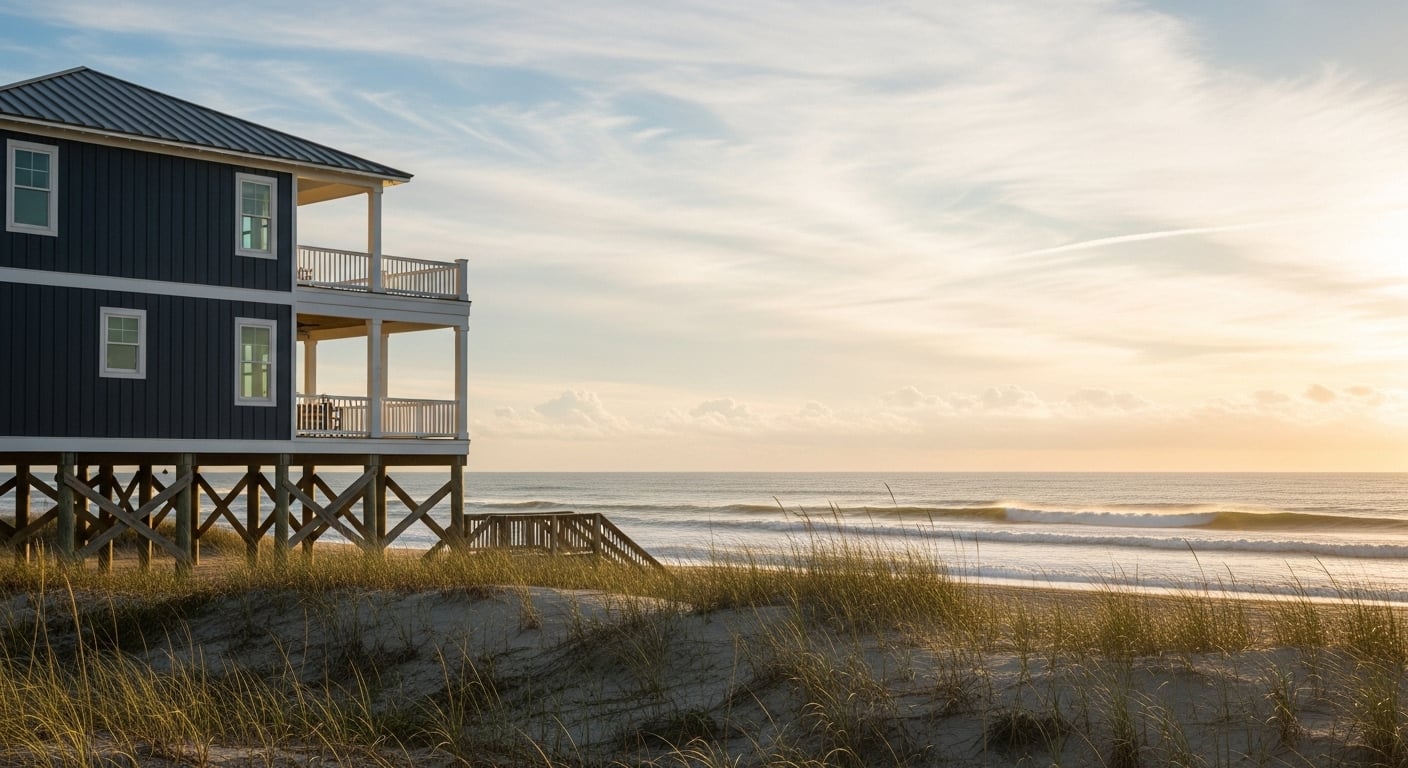 Beachfront home on the North Carolina coast showcasing prime oceanfront real estate opportunities