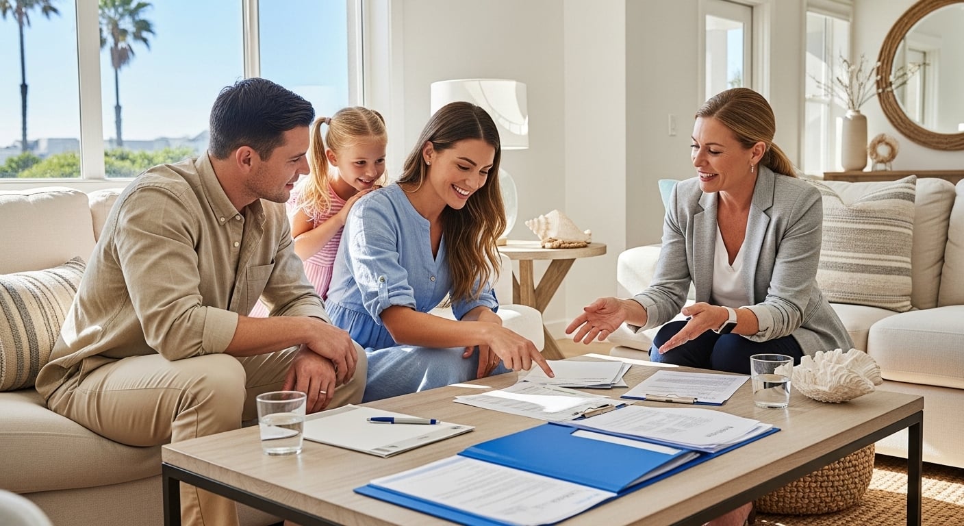 North Carolina homebuyers reviewing grant options with real estate agent