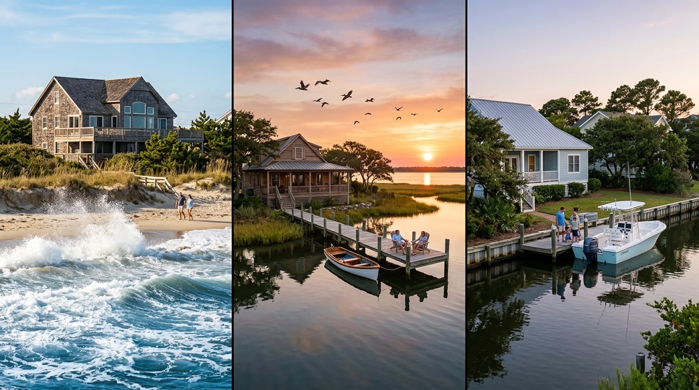 Oceanfront vs soundfront vs canal homes on the NC coast lifestyle comparison