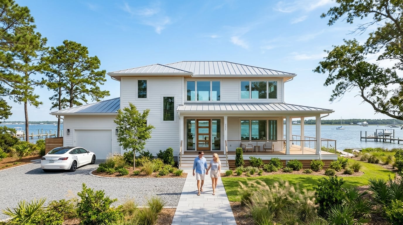 Waterfront home for sale in Morehead City, NC with modern design and quick sale appeal
