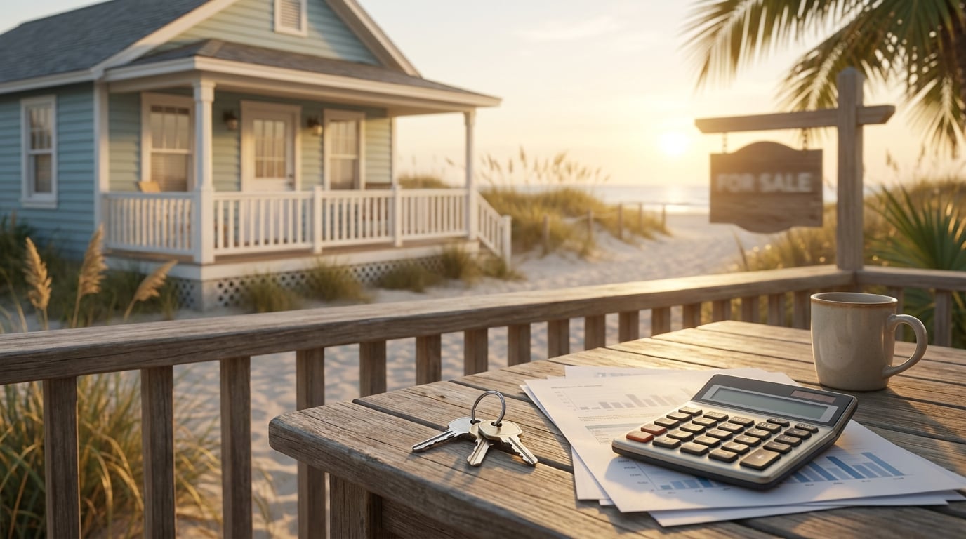 Carolina Beach, NC home value estimate with beachfront house and pricing documents