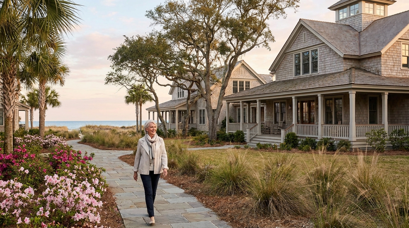 Senior couple exploring housing alternatives in coastal North Carolina