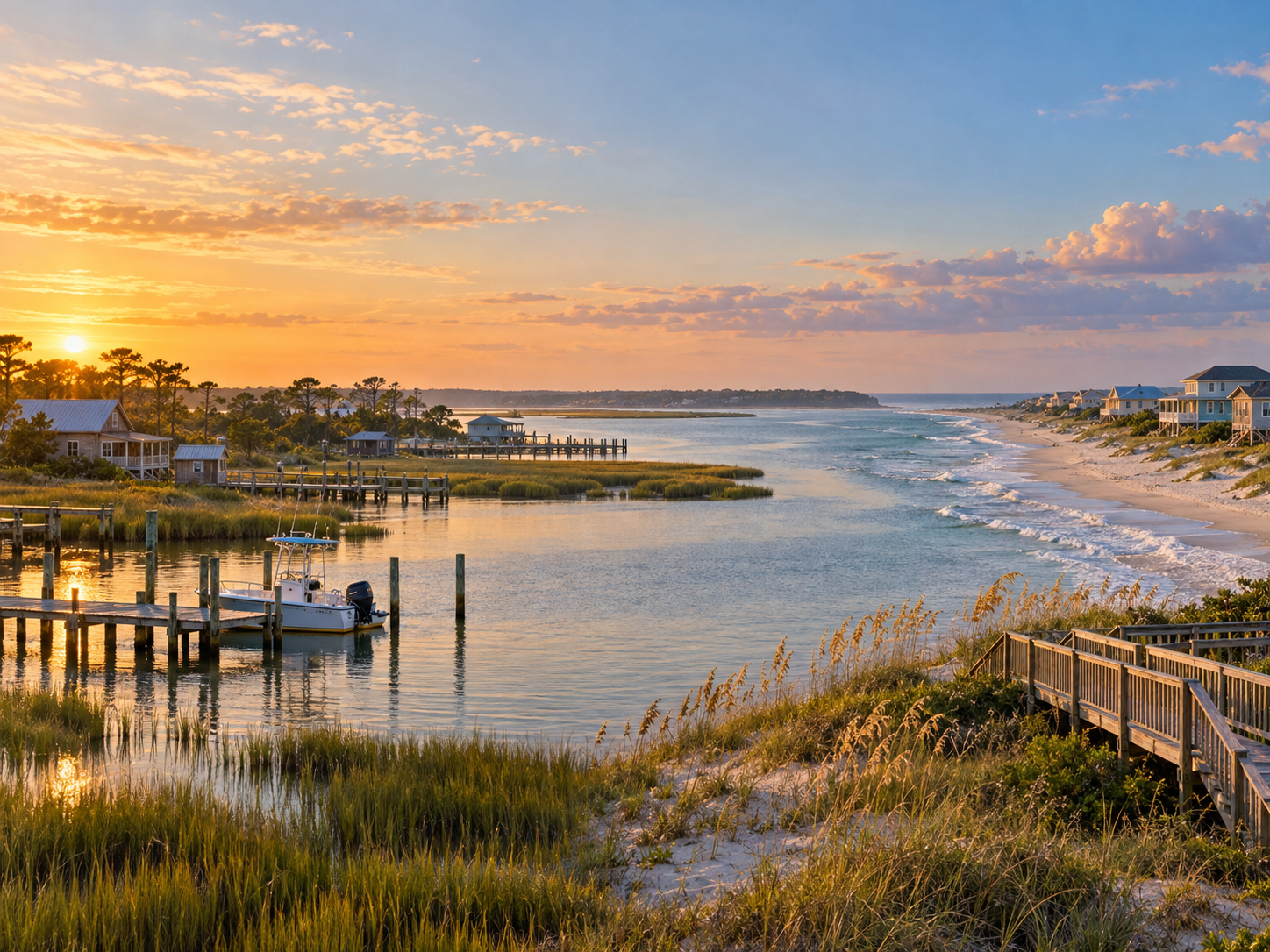 Down East marsh and Bogue Banks beach lifestyles in Carteret County, NC