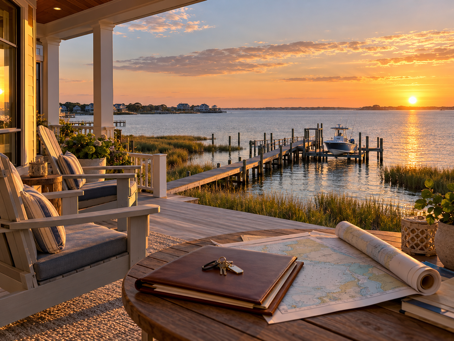 North Carolina soundfront home with private dock illustrating riparian rights and waterfront ownership