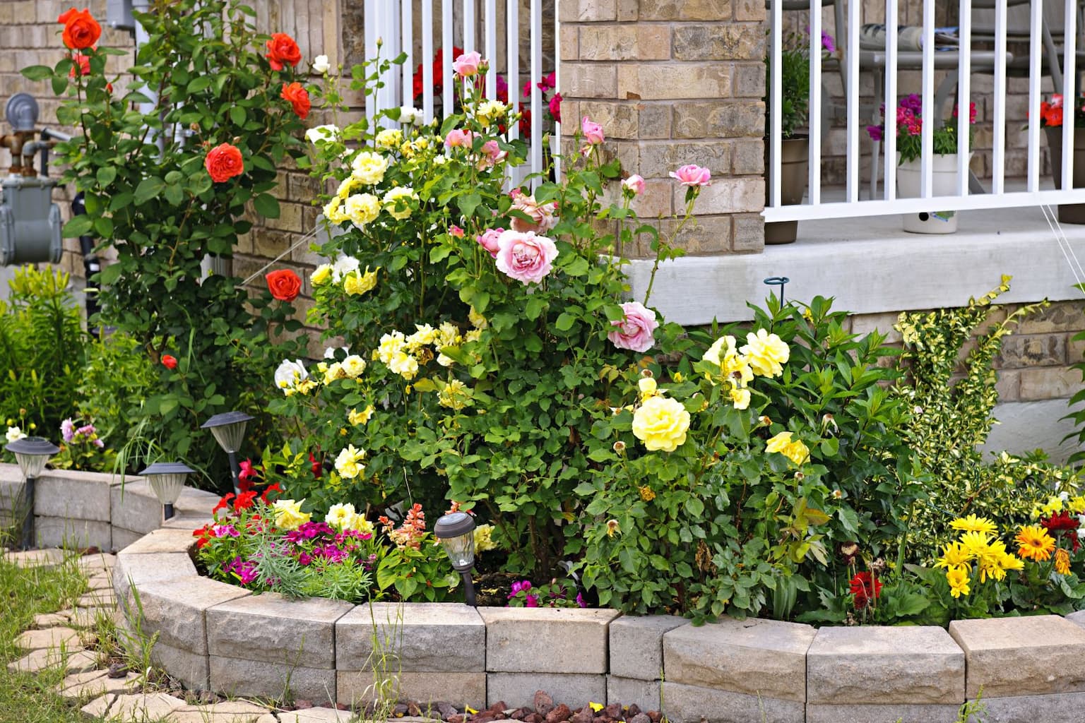 Simple landscaping in front of a house