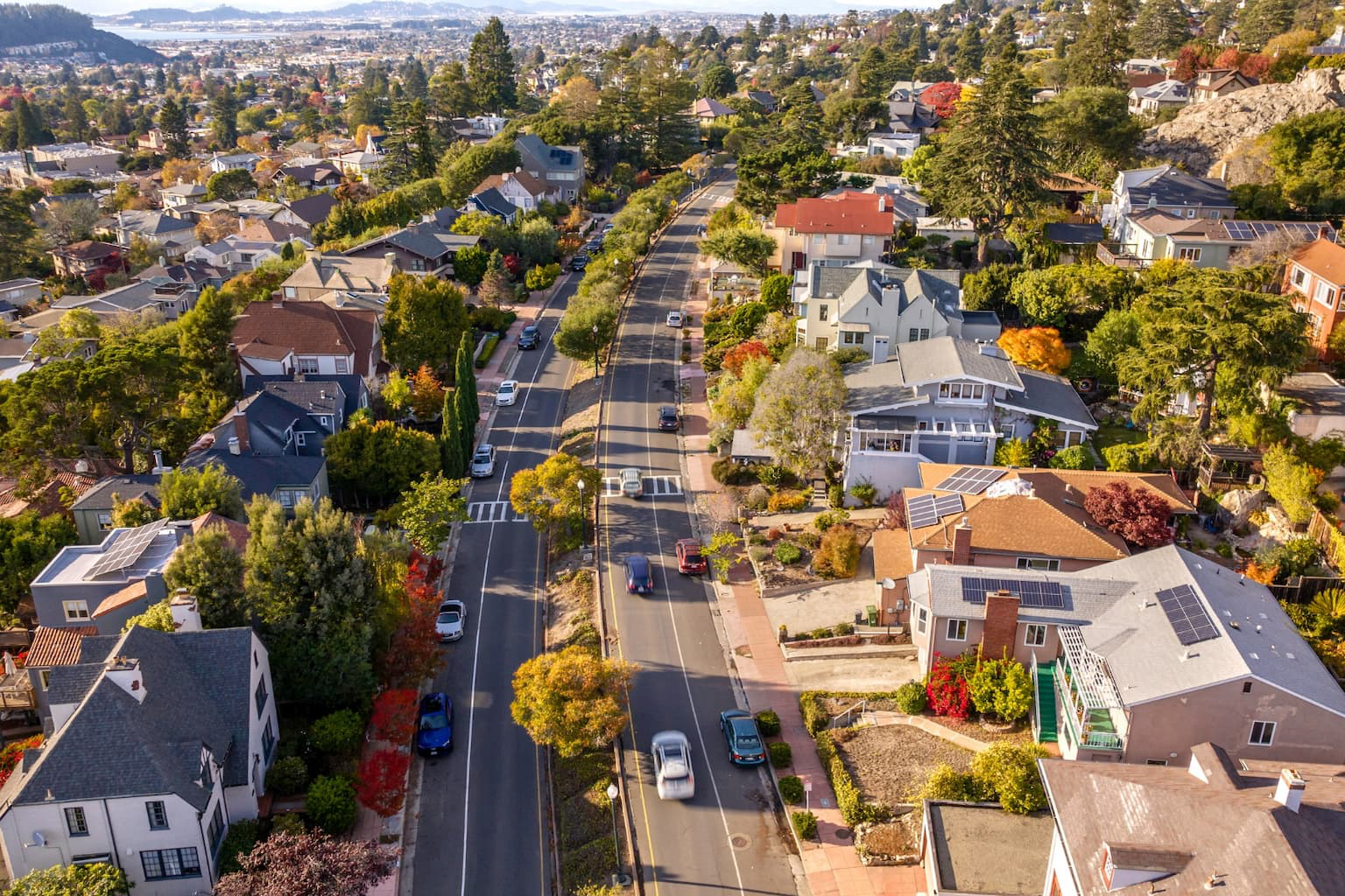 Aerial view of urban development in a California city