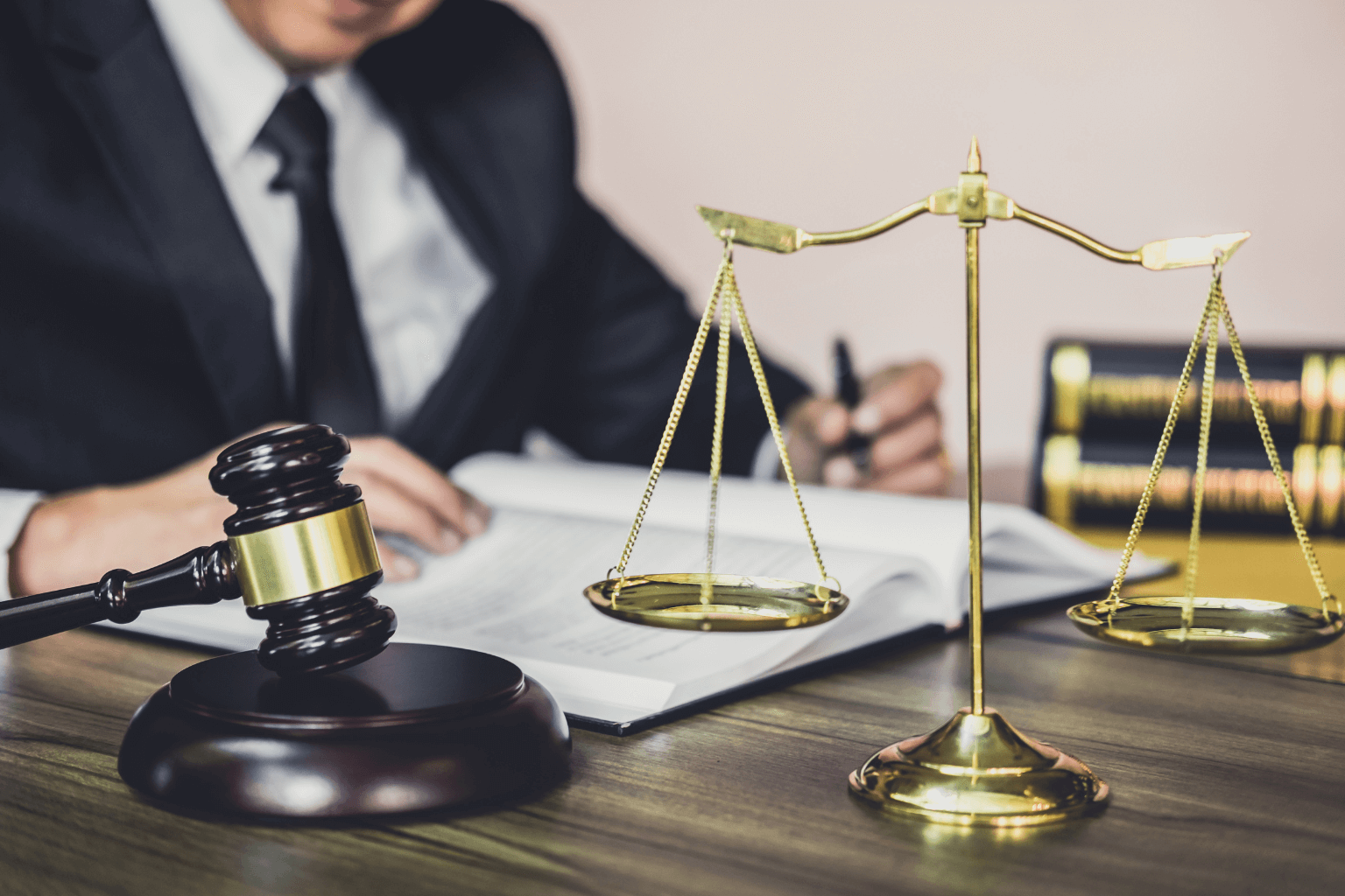 Judge reviewing documents during a probate court hearing