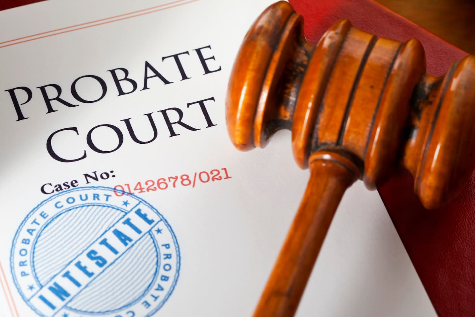 Court gavel and house legal document for probate case