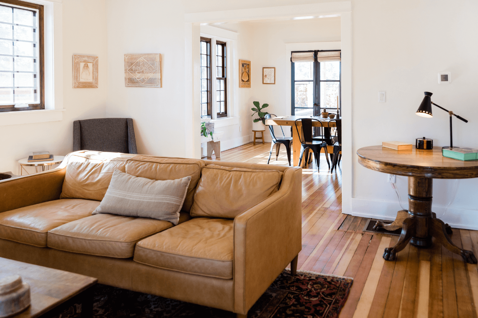 Neatly staged living room ready for home showing