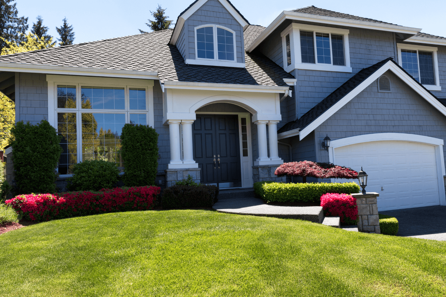 Front yard of a house with strong curb appeal