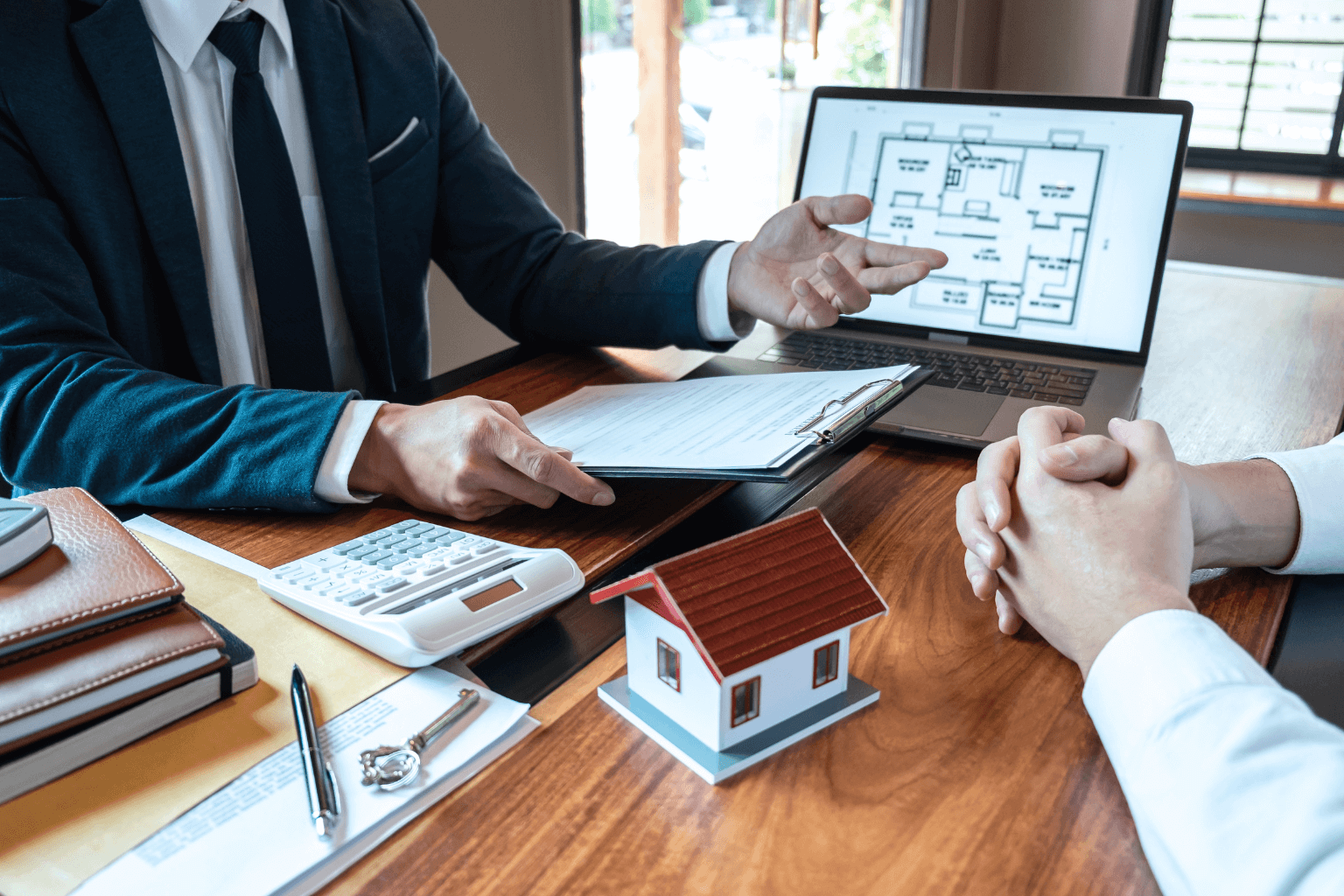 Disclosure documents with a lawyer explaining legal process