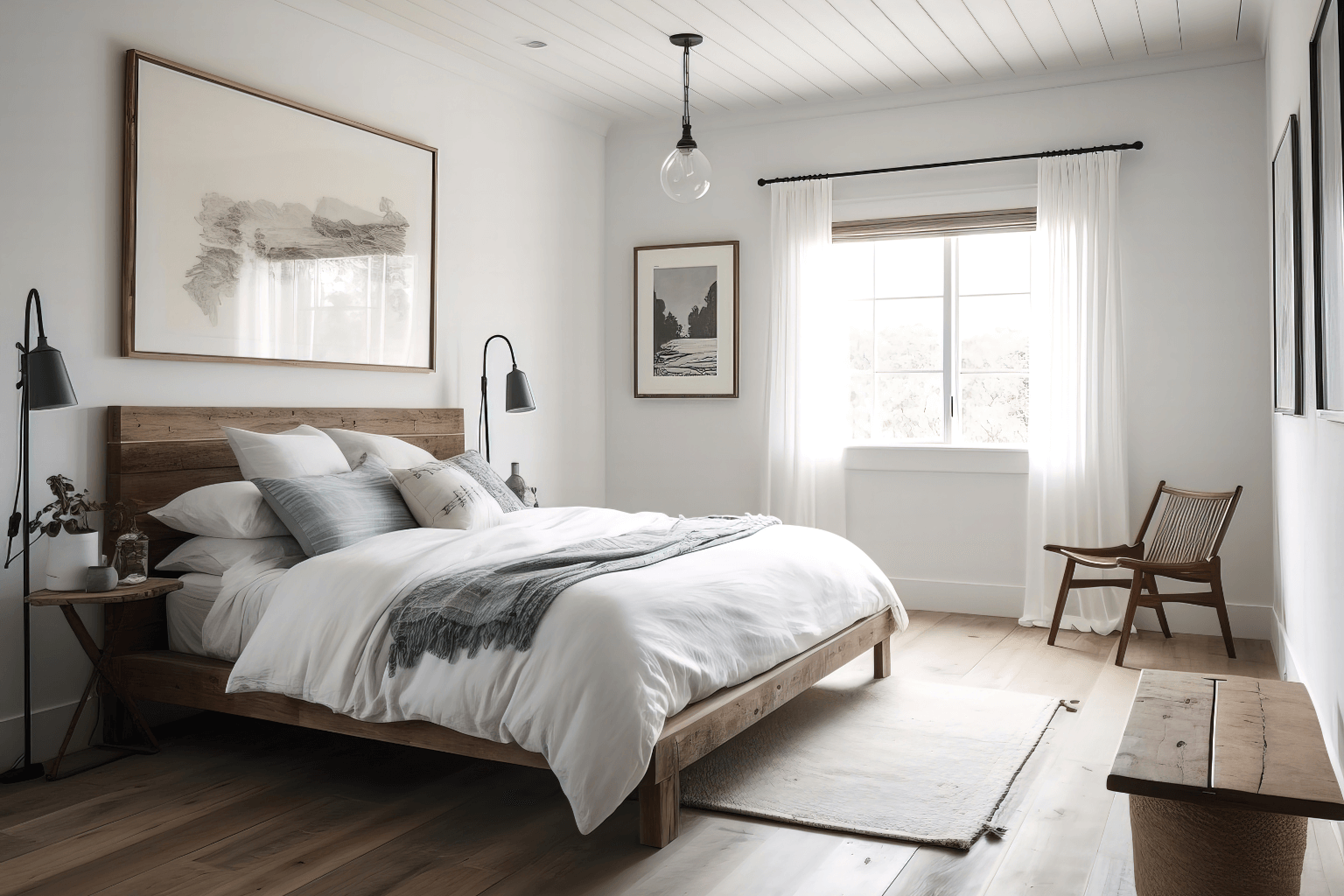 Staged bedroom with clean and simple decor ready for showing
