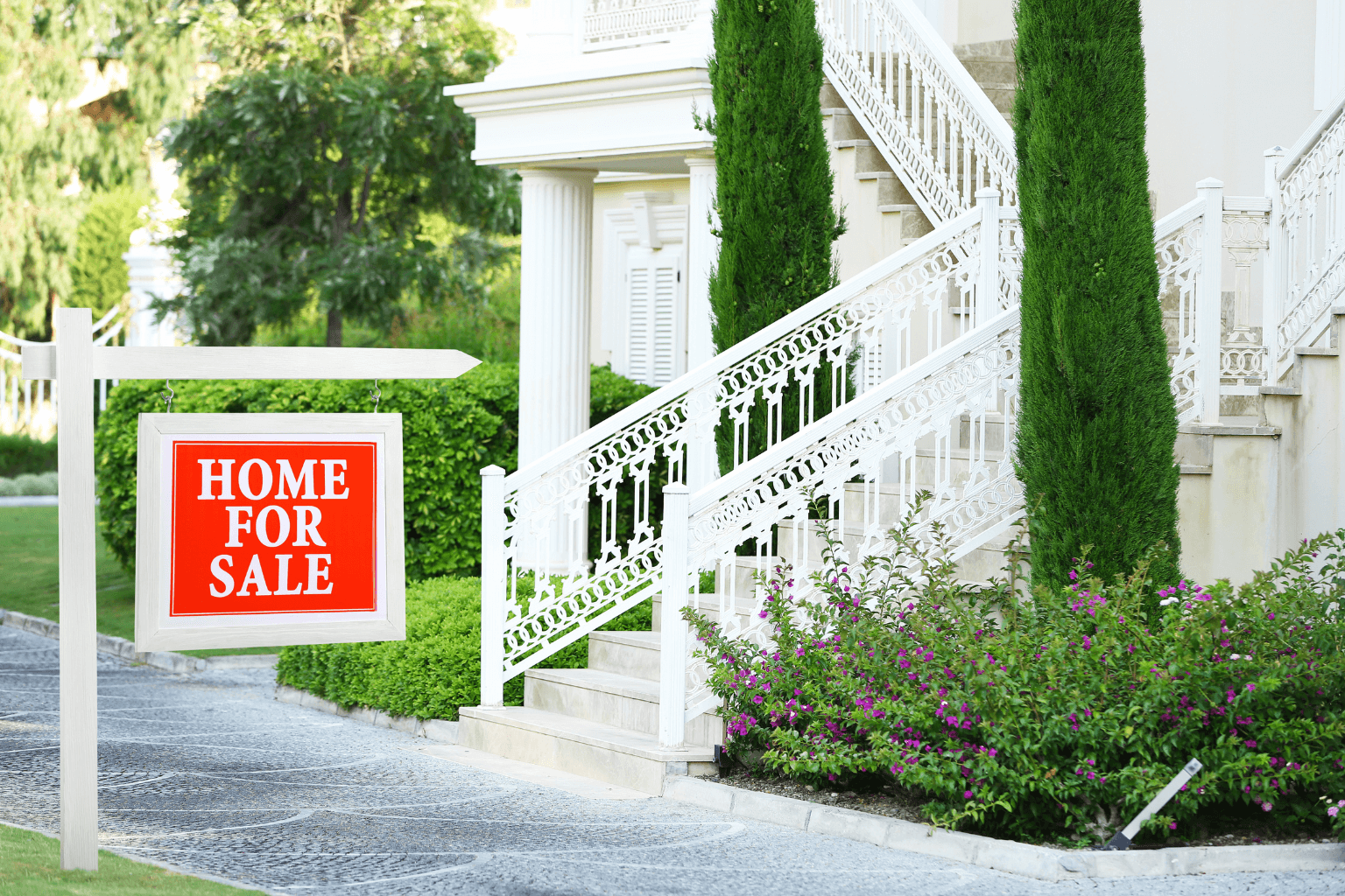 Inherited home with a For Sale sign in front yard