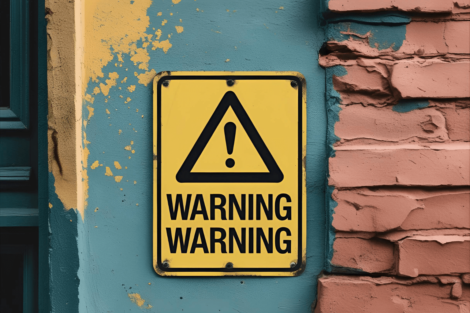 Lead paint warning sign posted on wall
