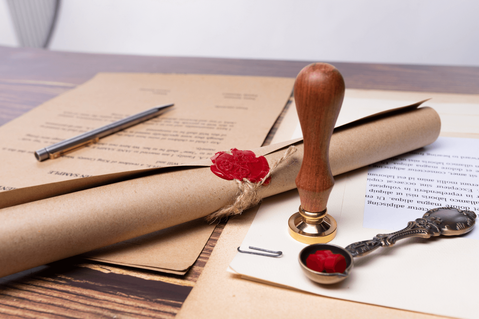 Legal documents on a table representing inherited property paperwork