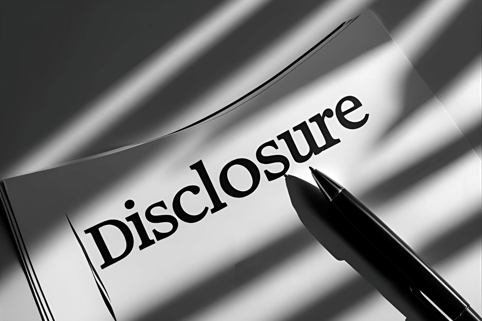 Real estate disclosure form with pen on table