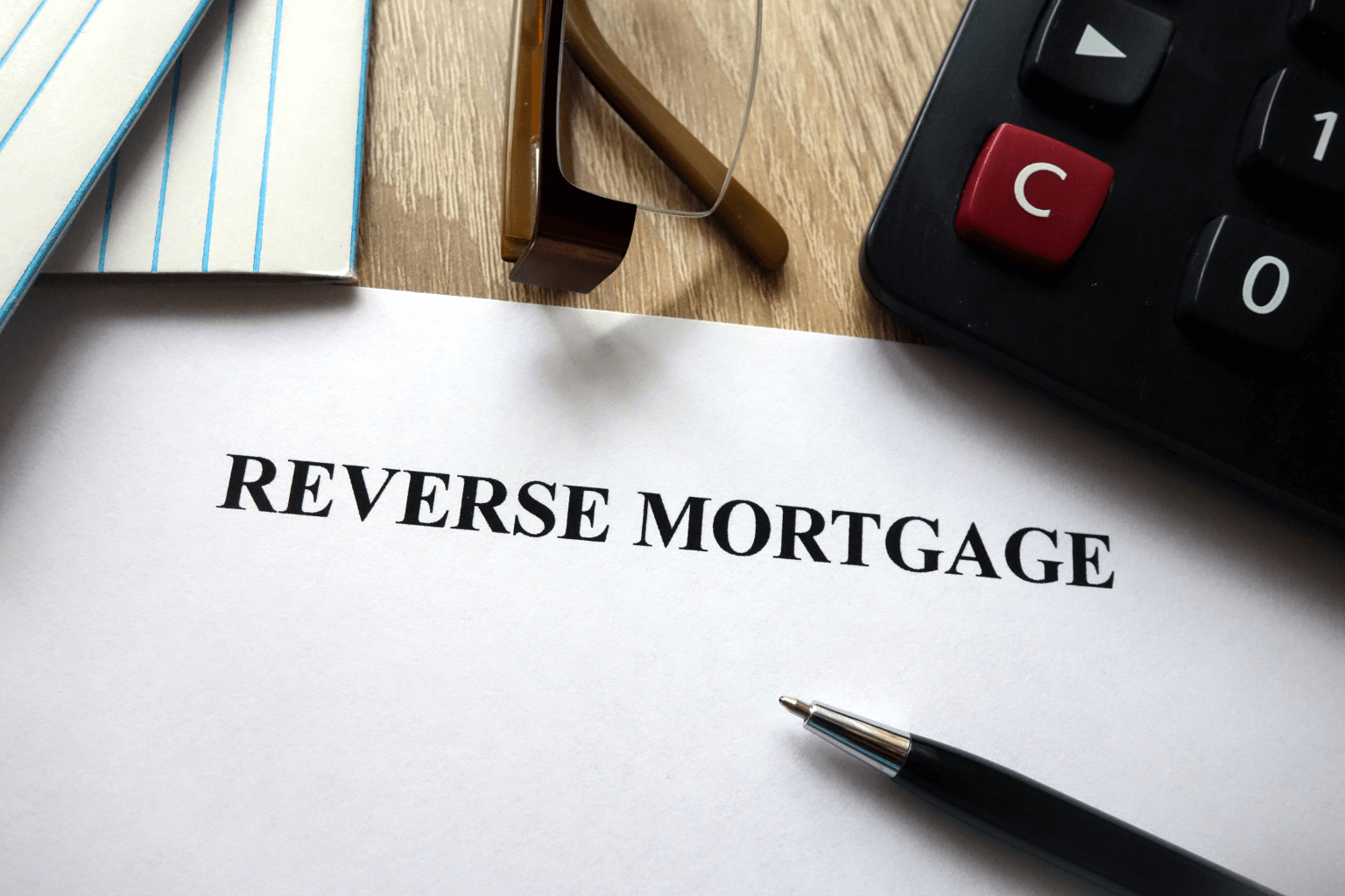 Document showing reverse mortgage details on paper