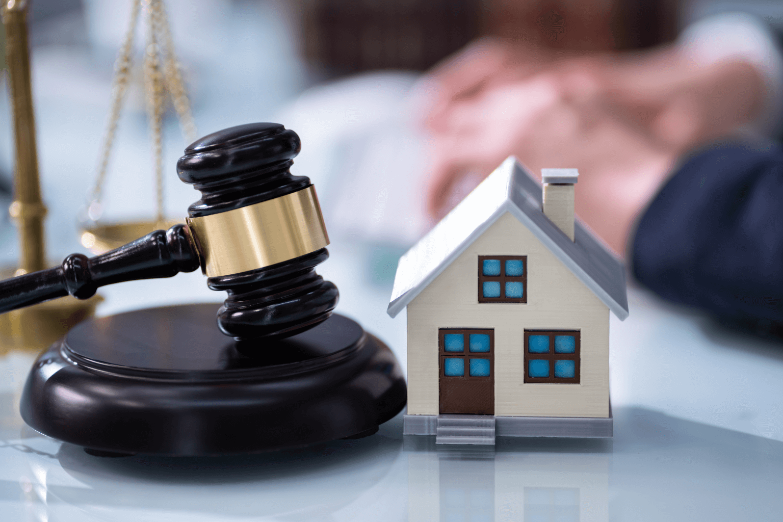 House for sale with a gavel symbolizing probate process