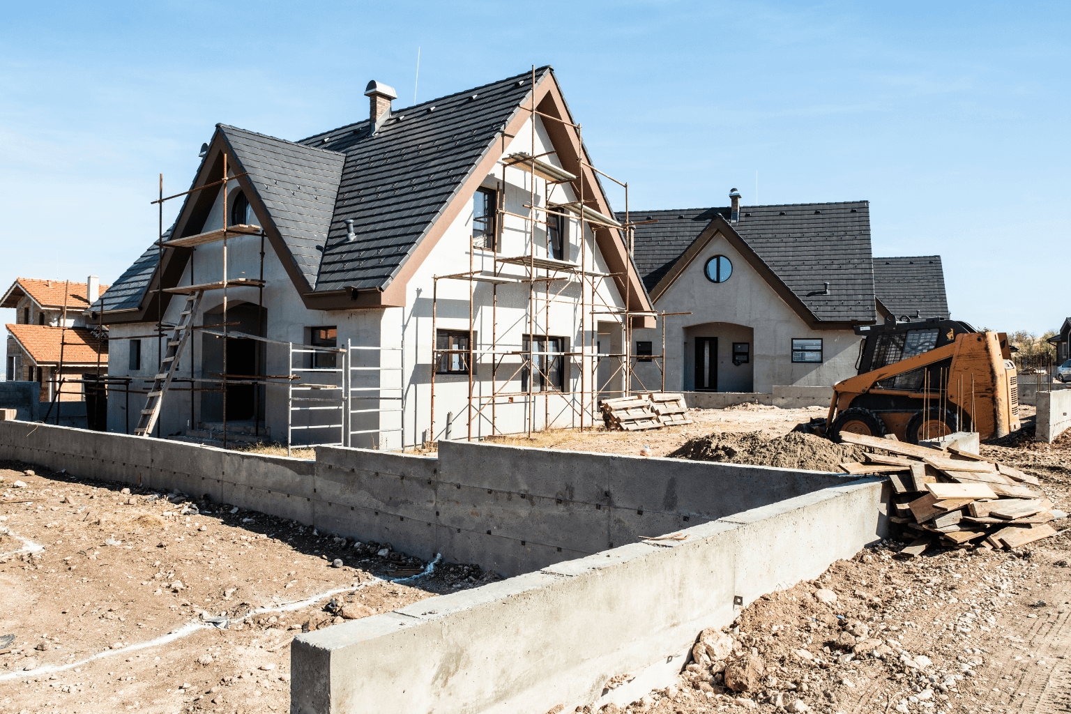 Exterior of a house under construction for sale