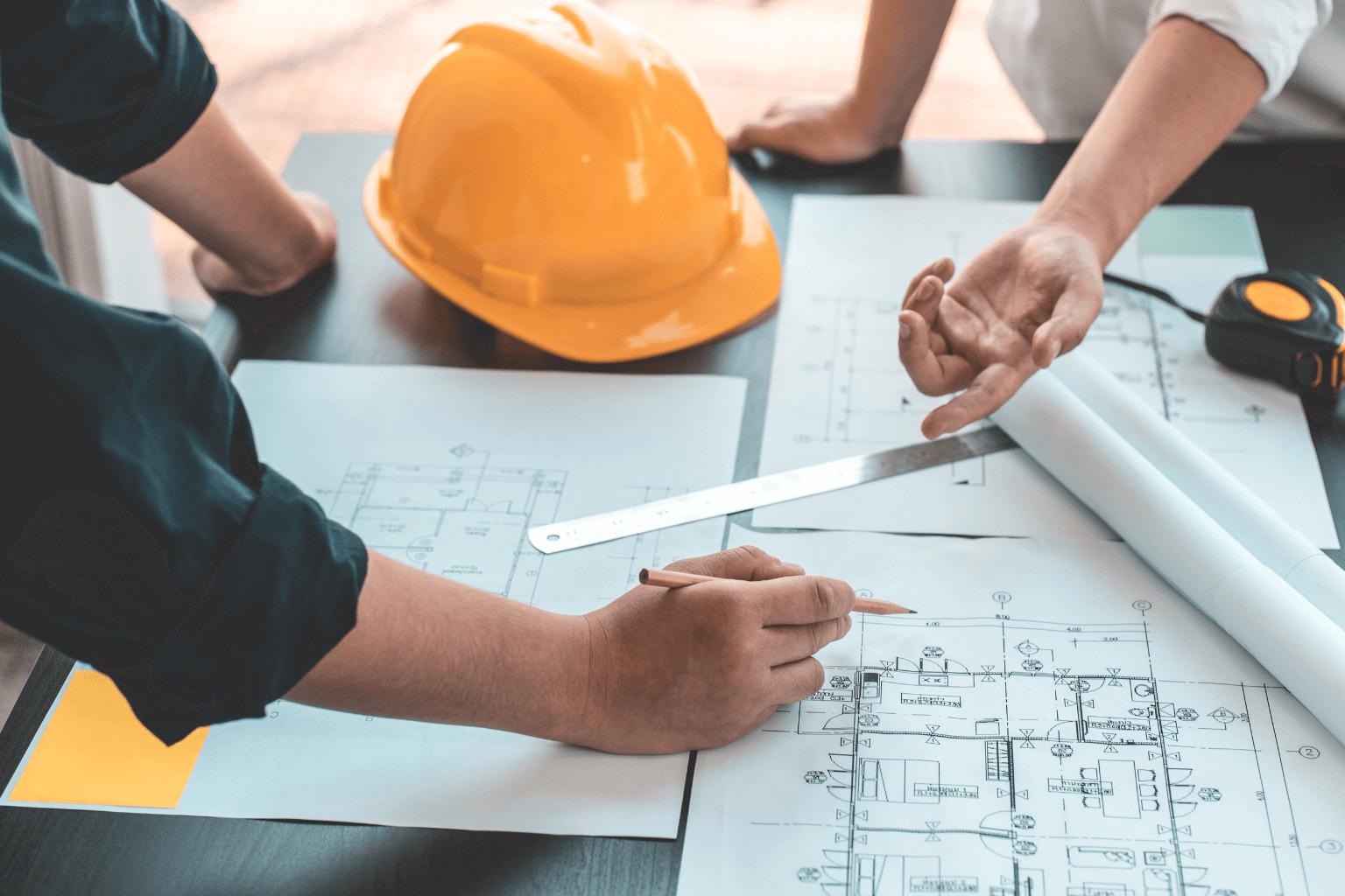 City planner reviewing redevelopment plans and zoning maps