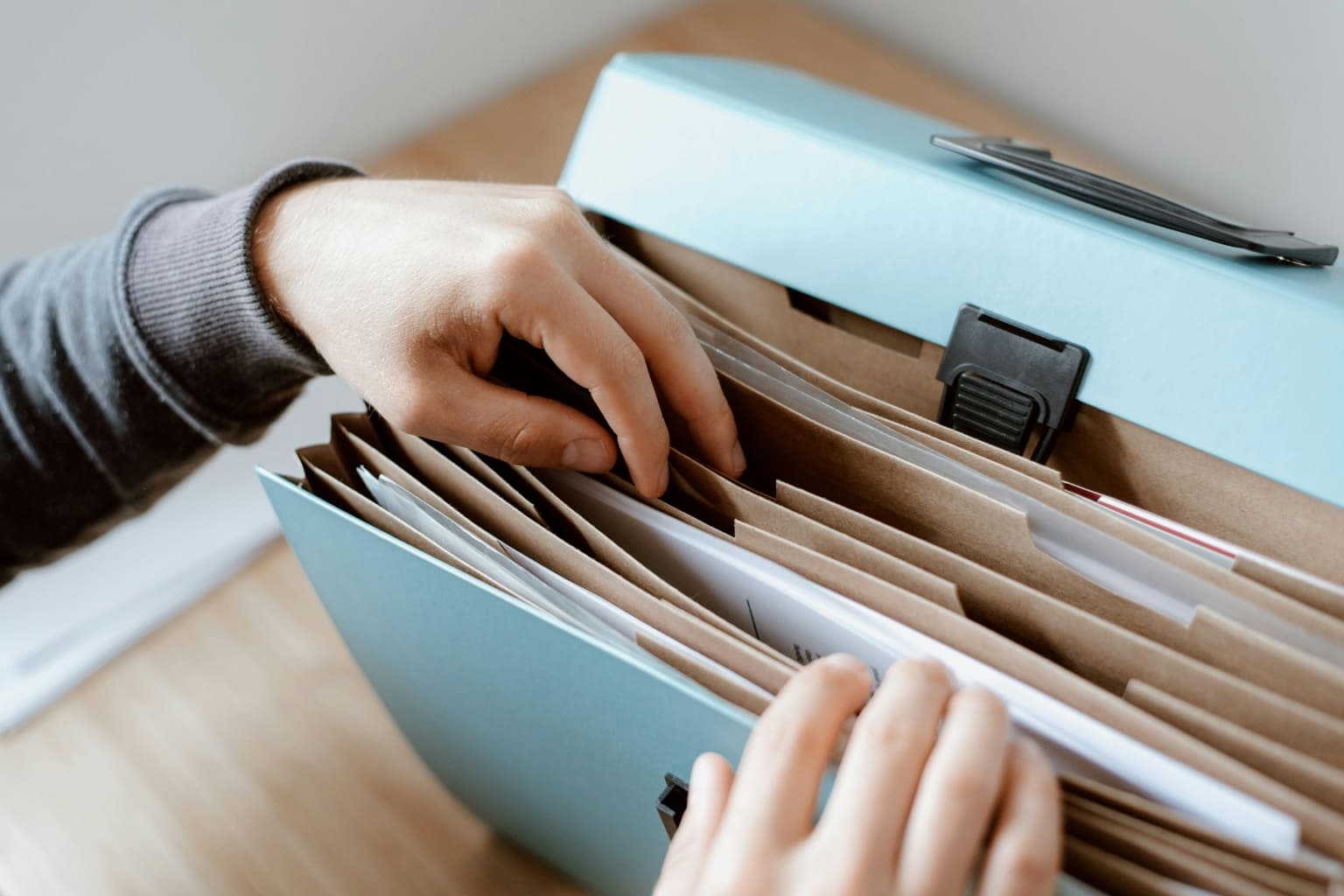 Neatly arranged documents on a desk