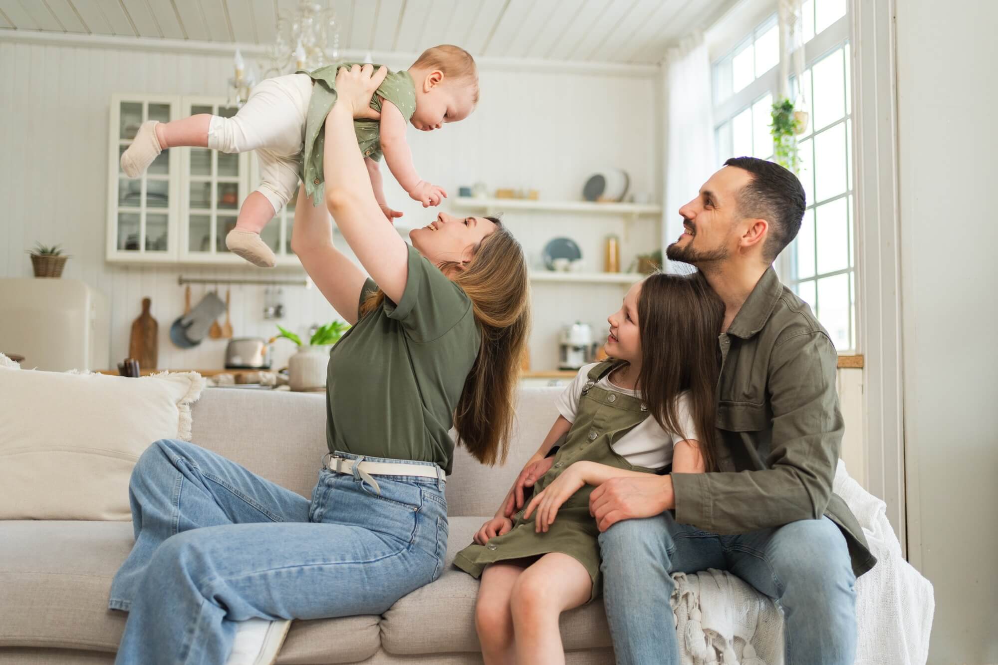 happy family home moment