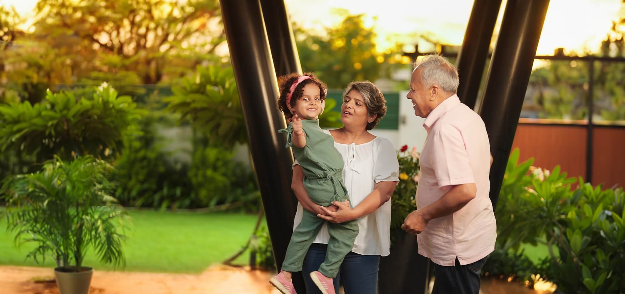 happy family outdoor moment