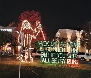 Tall Betsy sign at the Cleveland Halloween Block Party