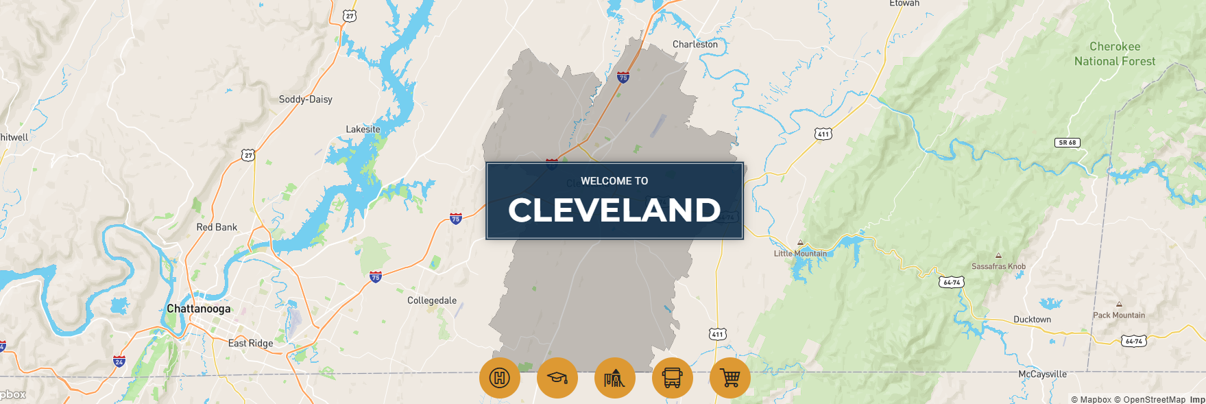 Map of Cleveland, TN