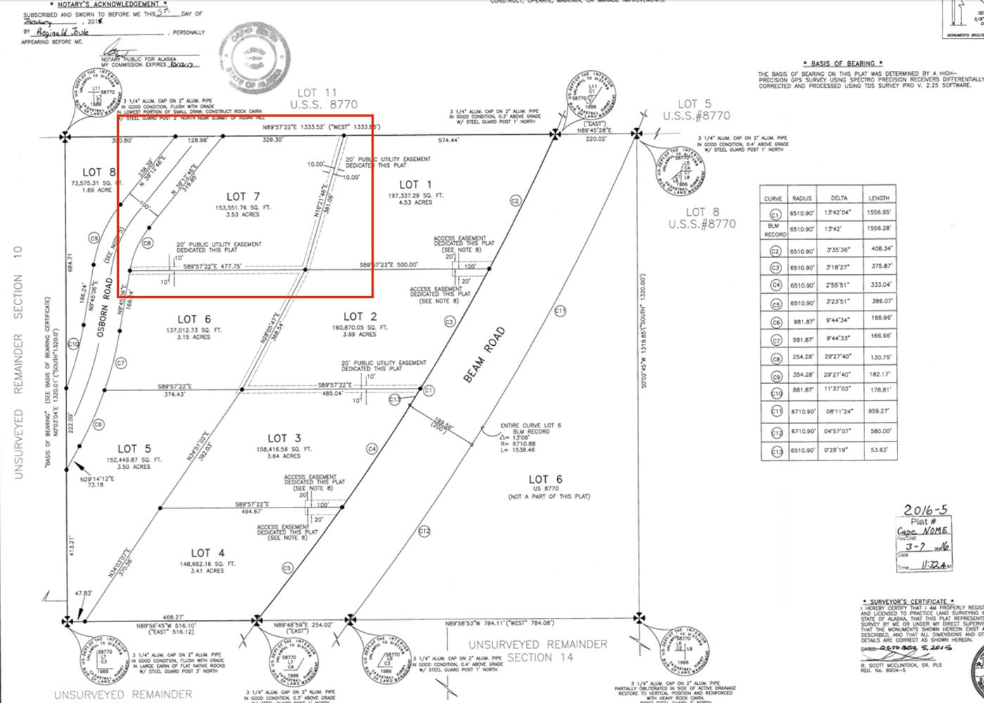 Lot 7 Native Hill Plat Map