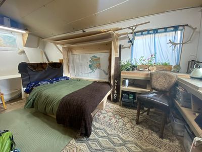 shop set up as extra bedroom