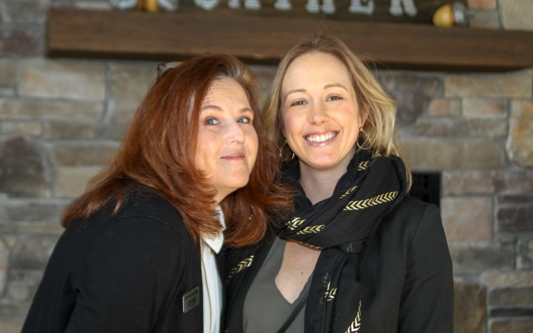 Kristina Mattson and Nicole Bennett uplift agents at Chase International Tahoe City-Truckee offices.