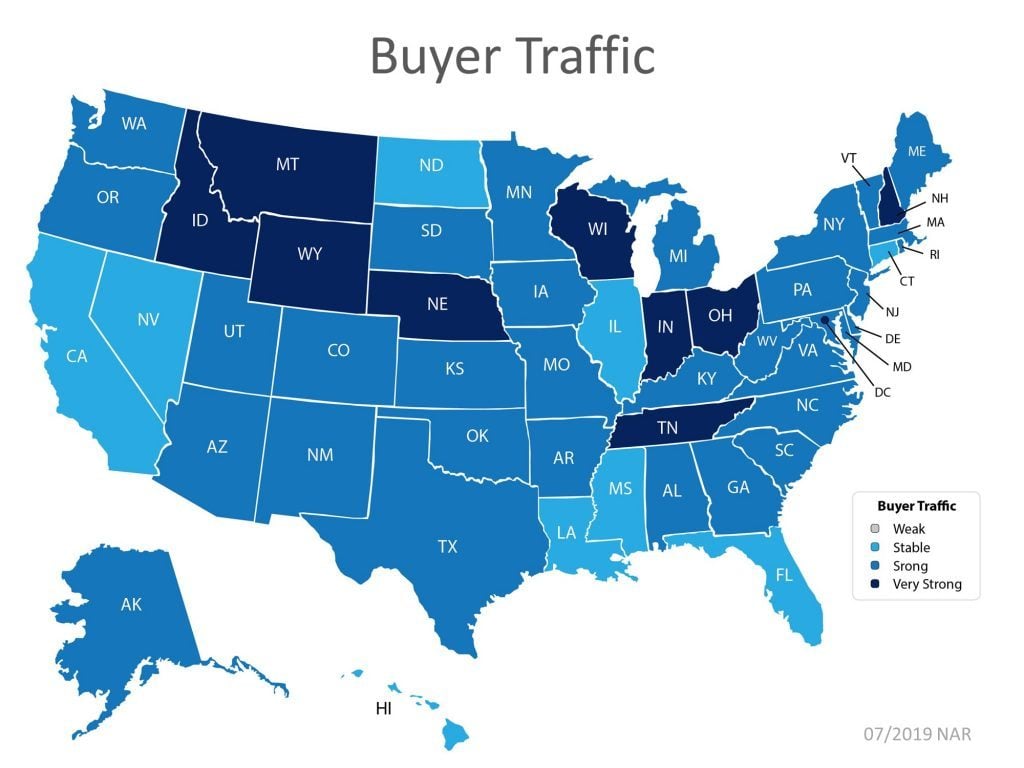 Homebuyer Traffic as of July 2019 State by State Nationwide