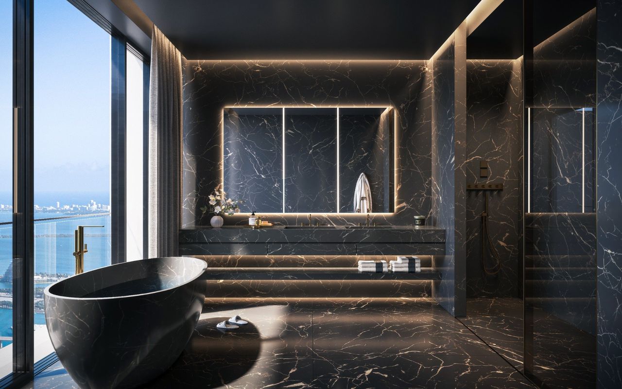 888 Brickell, Dolce&Gabbana, Miami, Bathroom Black, JDS Development Group by LL&Co