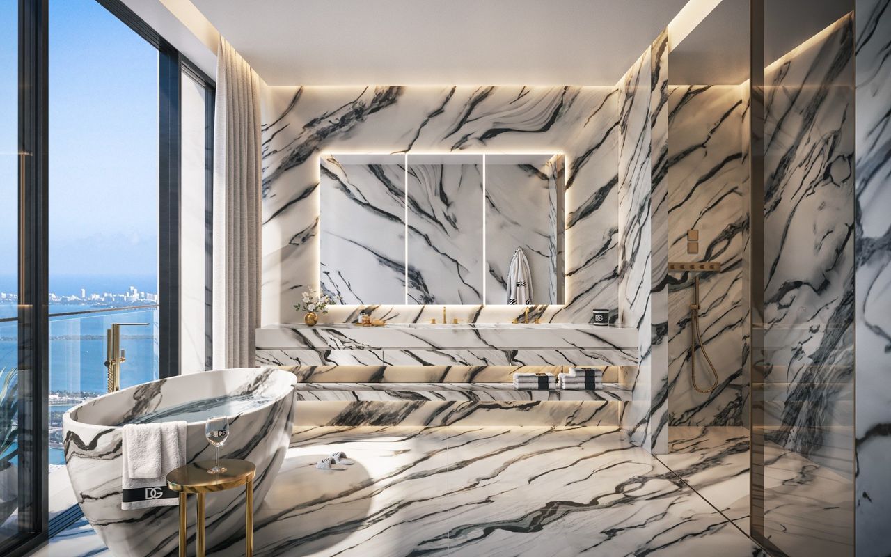 888 Brickell, Dolce&Gabbana, Miami, Bathroom White, JDS Development Group, by LL&Co