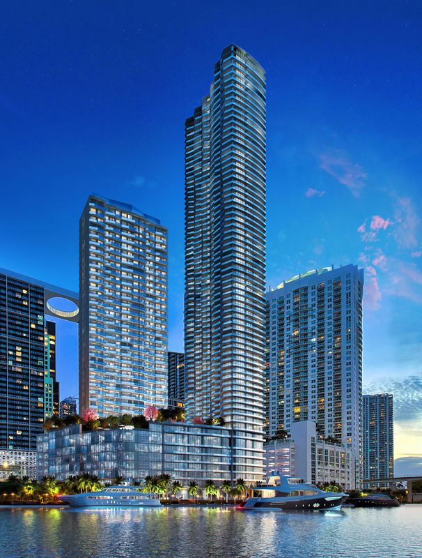 VICEROY-BRICKELL_Complex-from-the-Bay_night-view