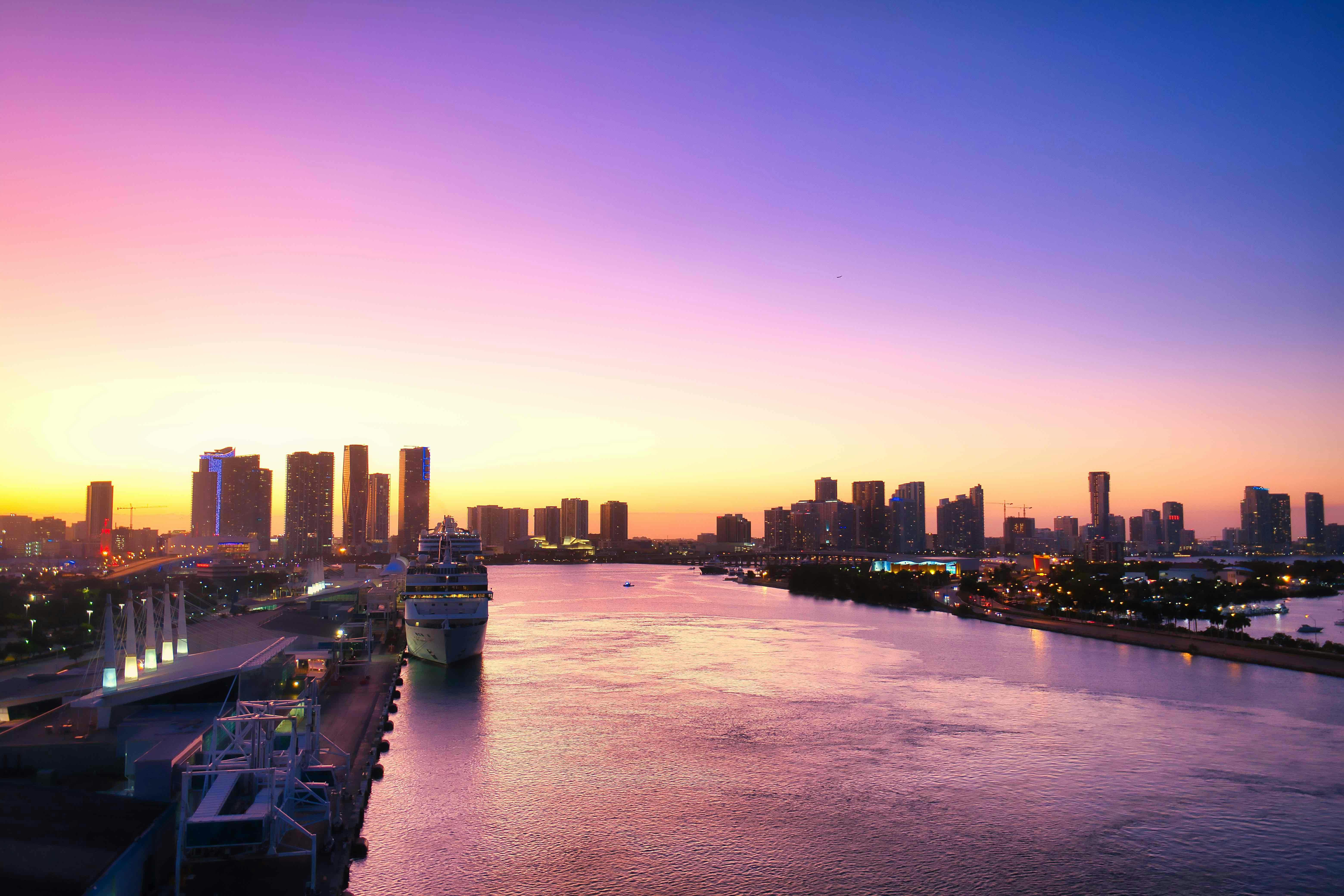 Miami waterfront homes and skyline for first-time home buyers.