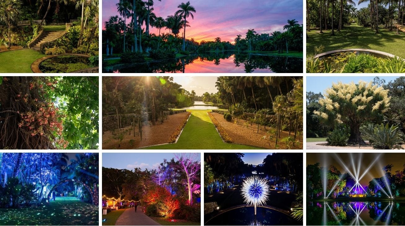 Collage photos of Fairchild Tropical Botanic Garden
