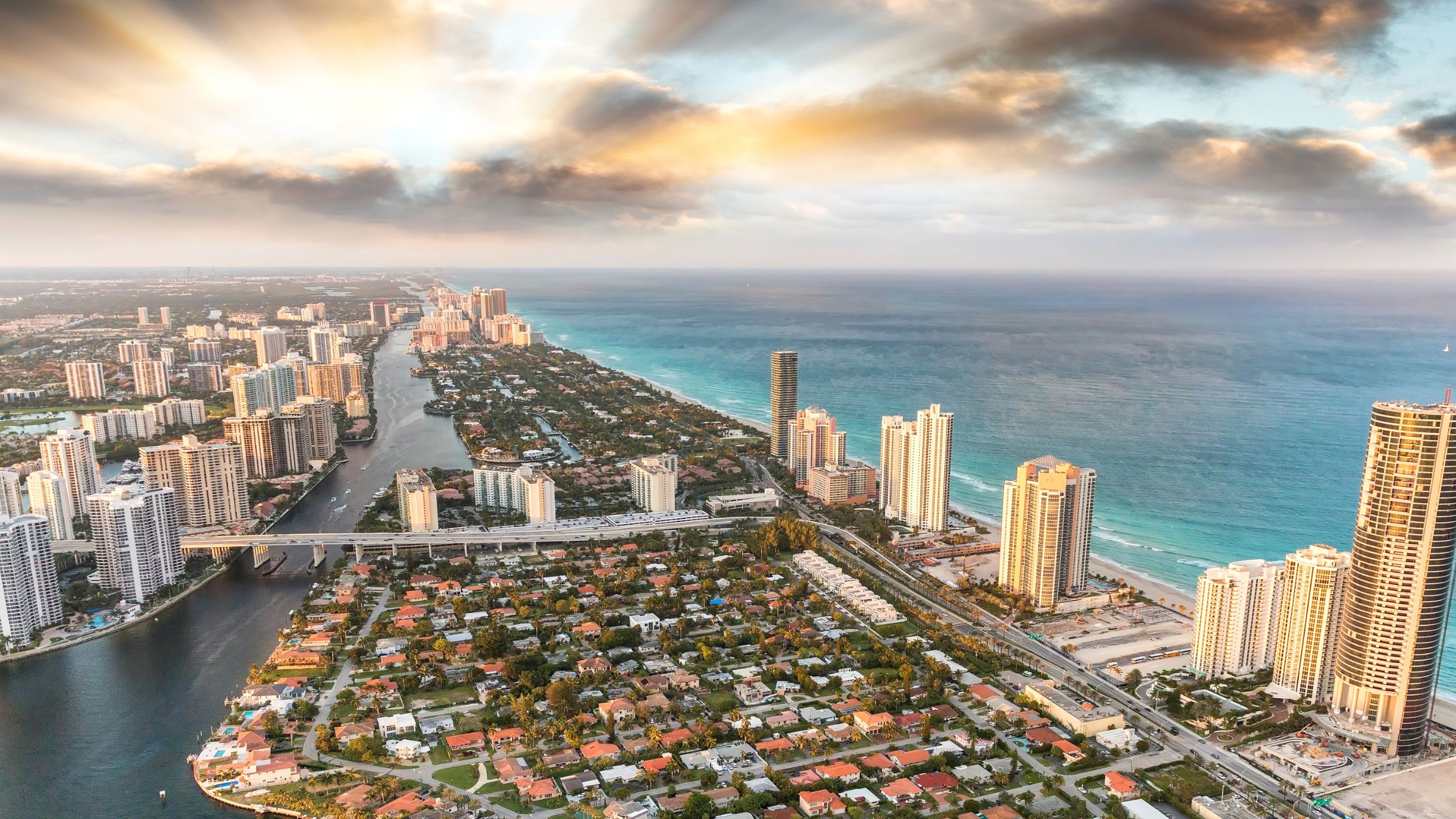 Skyline areal view of Miami Neighborhood
