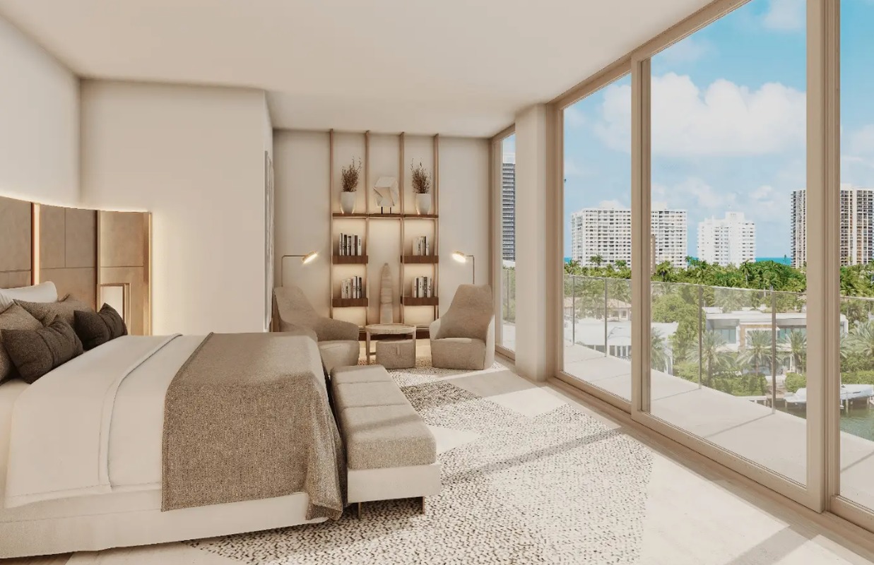 La Maré Bay Collection - bedroom with floor to ceiling window