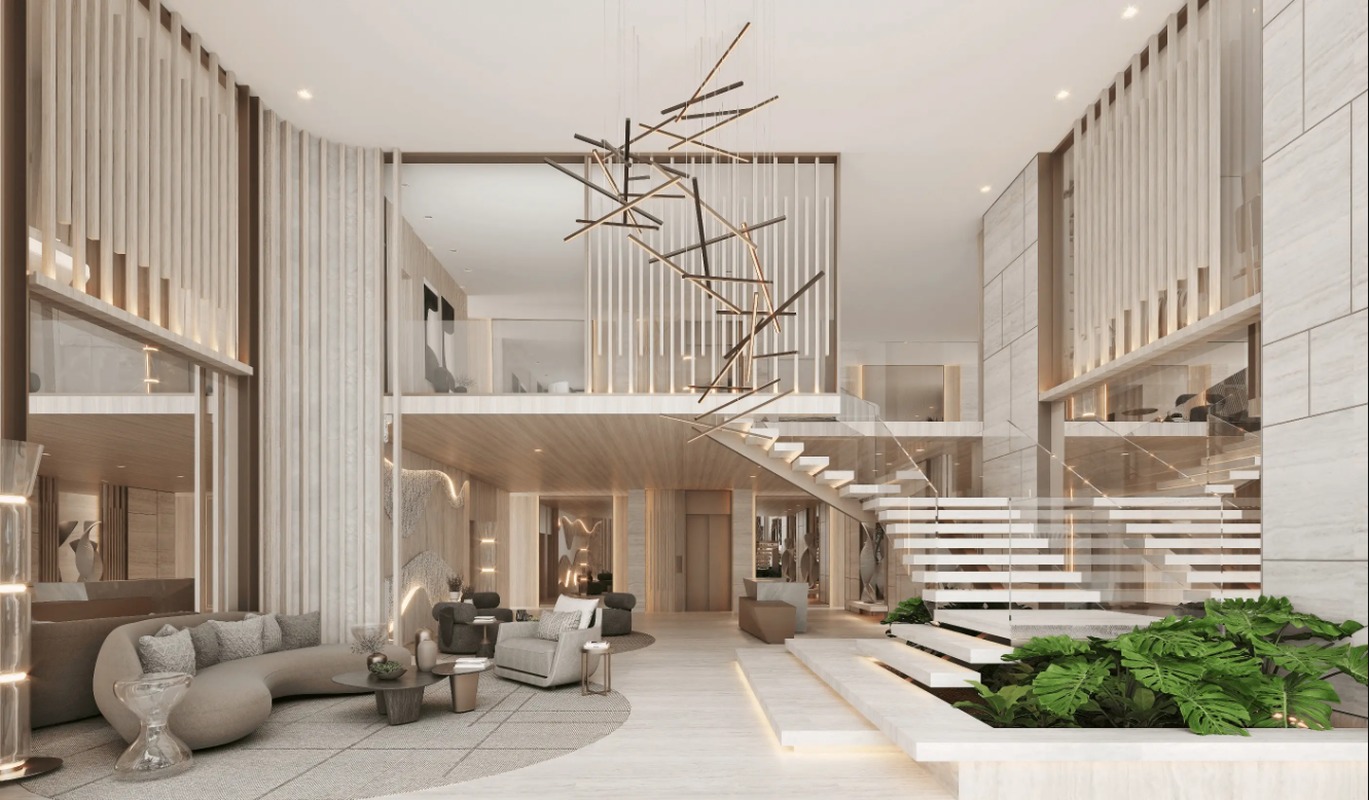 La Maré Bay Collection - lobby and staircase with big chandelier