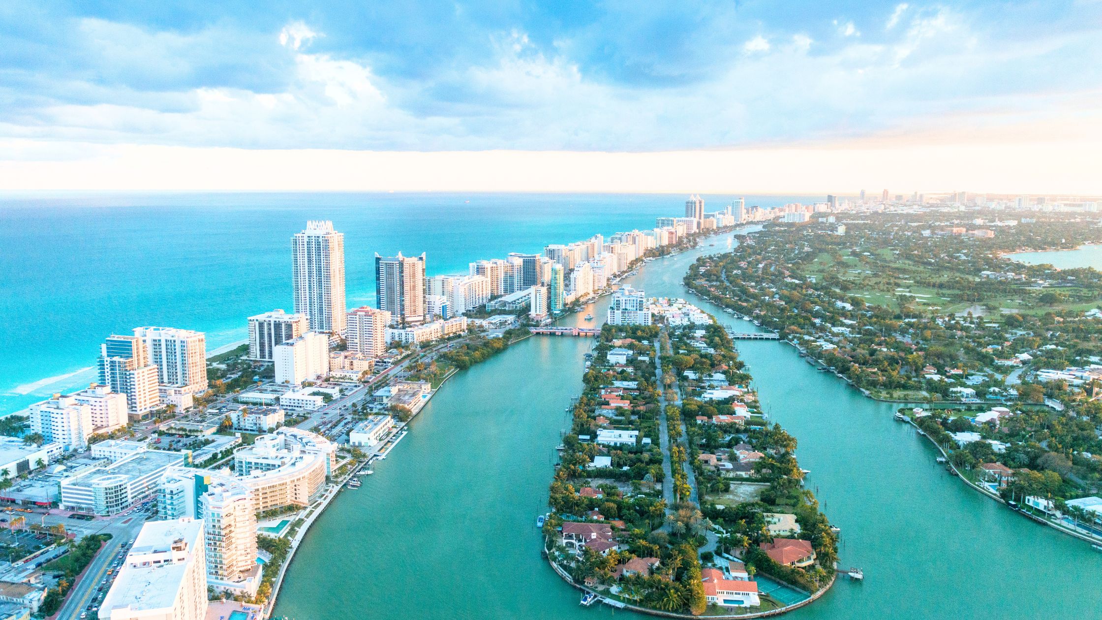 South Beach Miami oceanfront condo skyline at sunrise — South Beach real estate 2026