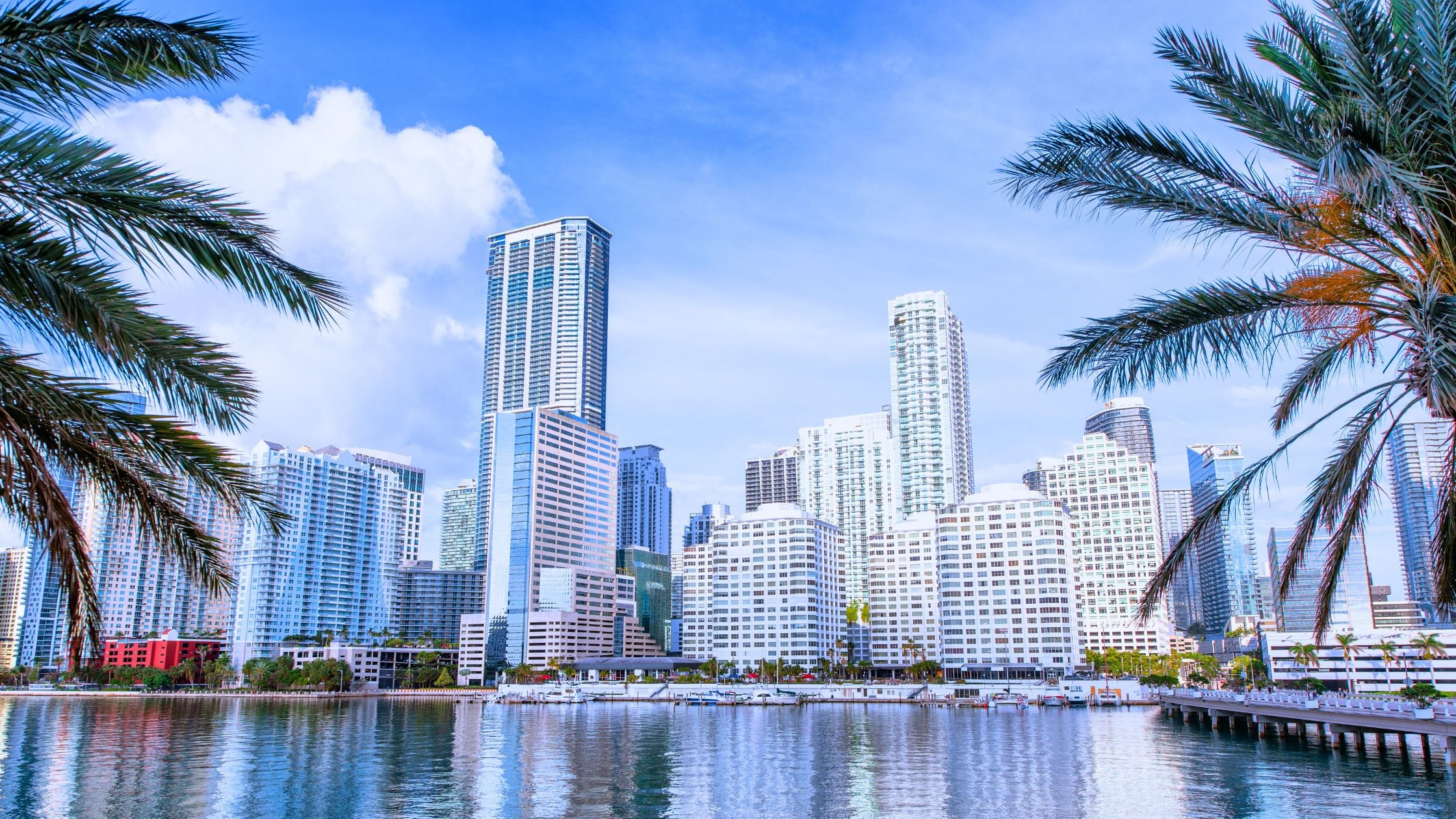 Miami branded residences 2026 skyline from Biscayne Bay showing luxury condo towers.