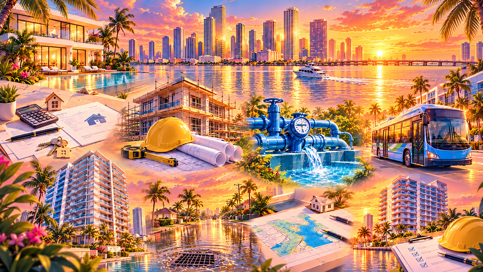Golden Sunset Waterfront Development Collage - Final