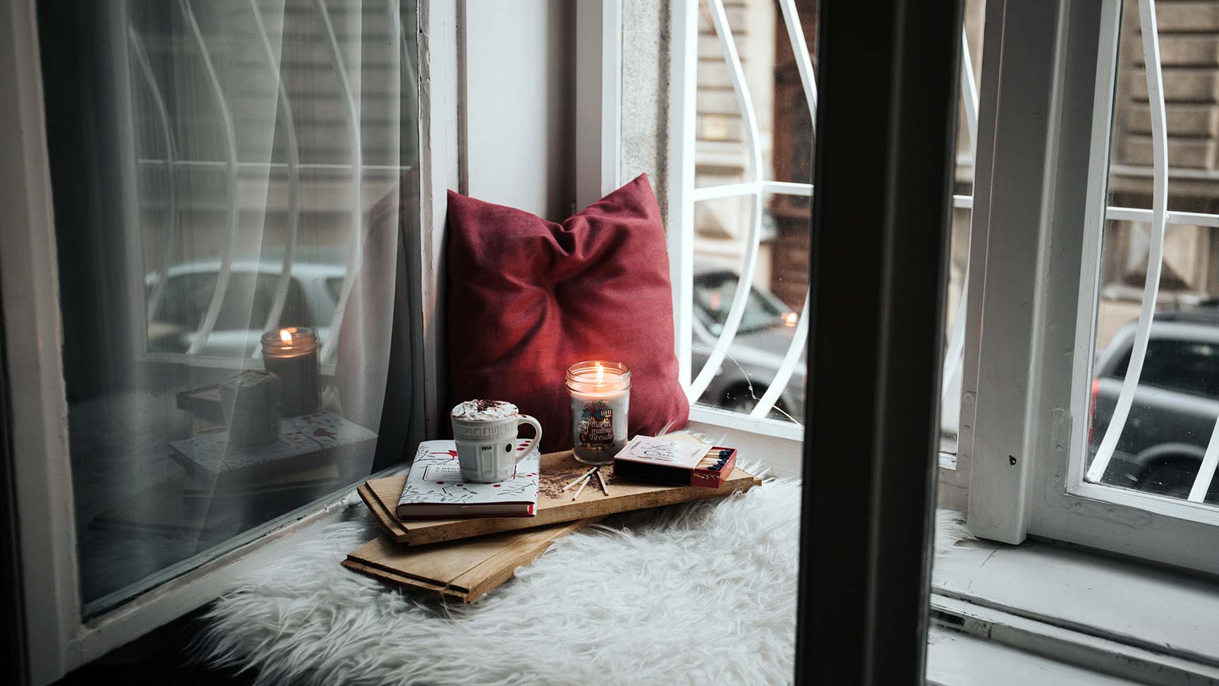 Candle in window seating